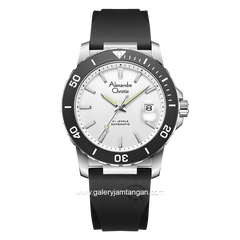 ALEXANDRE CHRISTIE AC 6141 MA Men Black Silver Dial White Automatic Rubber Strap