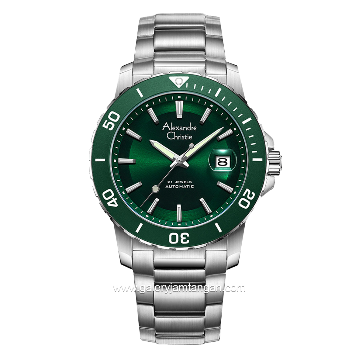 ALEXANDRE CHRISTIE AC 6141 MA Men Silver Dial Green Automatic Stainless Steel