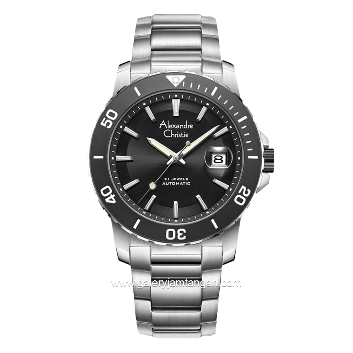 Alexandre Christie AC 6141 MA Automatic Silver Ring Black Stainless Steel