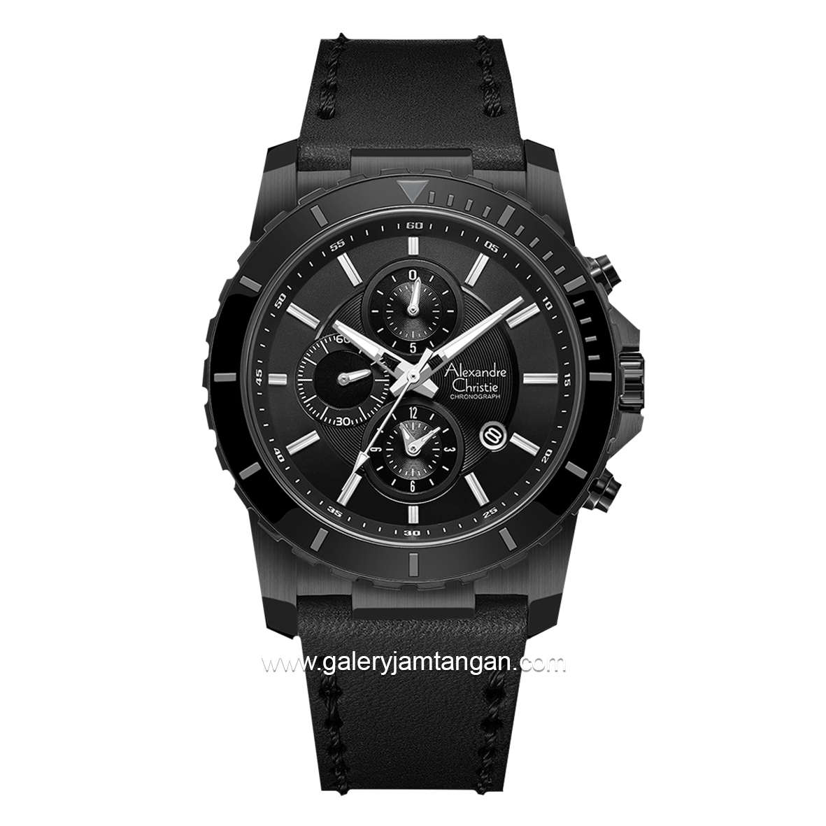 Alexandre Christie AC 6141 MC Full Black Leather Strap