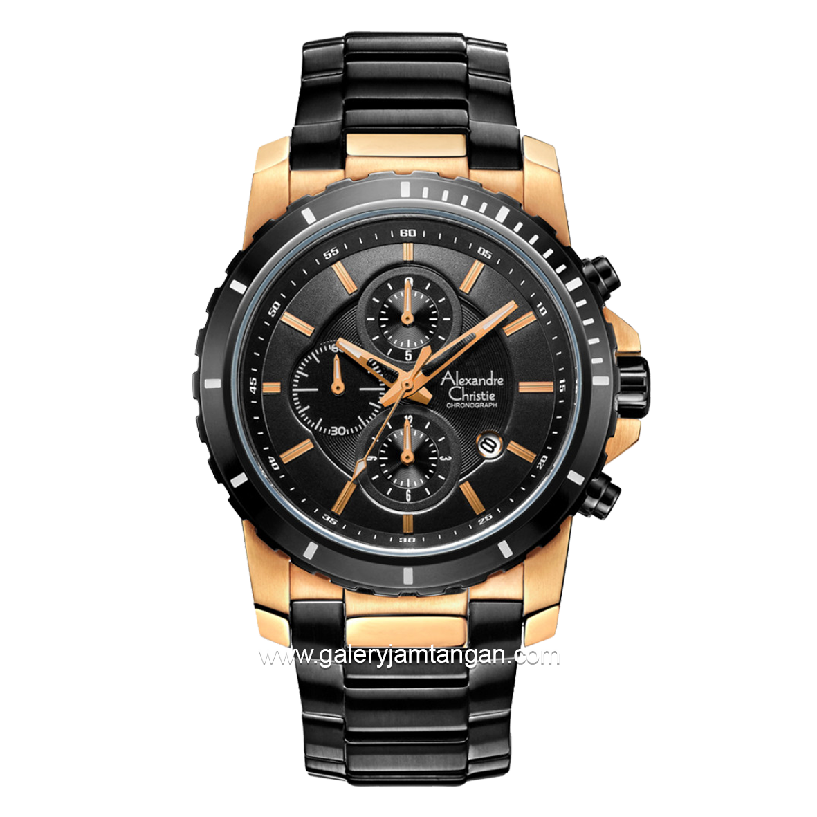 Alexandre Christie AC 6141 MC Black Rosegold Chronograph Stainless Steel Strap