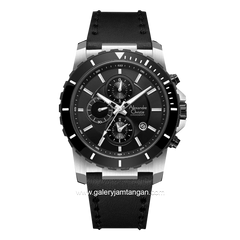 Alexandre Christie AC 6141 MC Black Silver Leather Strap