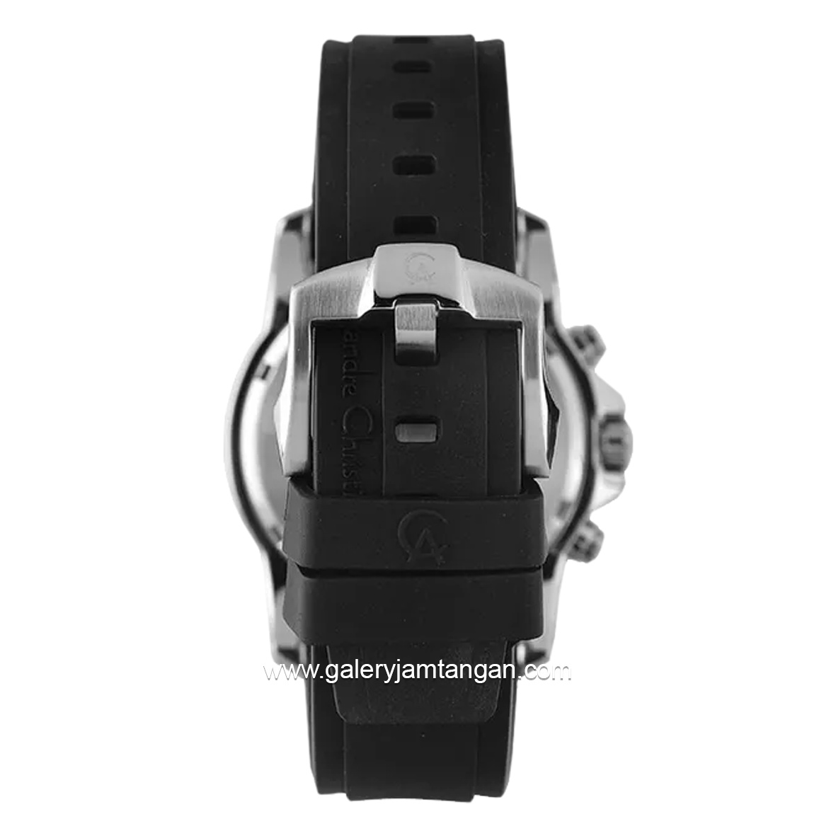 Alexandre Christie AC 6141 MC Black Silver Ring Brown Rubber Strap