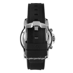 Alexandre Christie AC 6141 MC Black Silver Ring Brown Rubber Strap