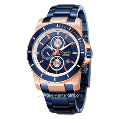 Alexandre Christie AC 6141 MC Blue Rosegold List White Chronograph Stainless Steel Strap