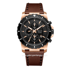 Alexandre Christie AC 6141 MC Brown Rosegold Leather Strap