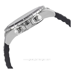 Alexandre Christie AC 6141 MCLSSSL Black Silver Dial White Leather Strap