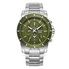 Alexandre Christie AC 6141 MC Silver Dial Green Chronograph Stainless Steel Strap