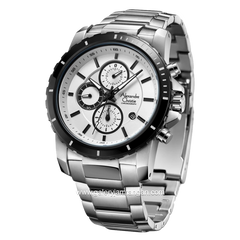 Alexandre Christie AC 6141 MC Silver Dial White Chronograph Stainless Steel Strap