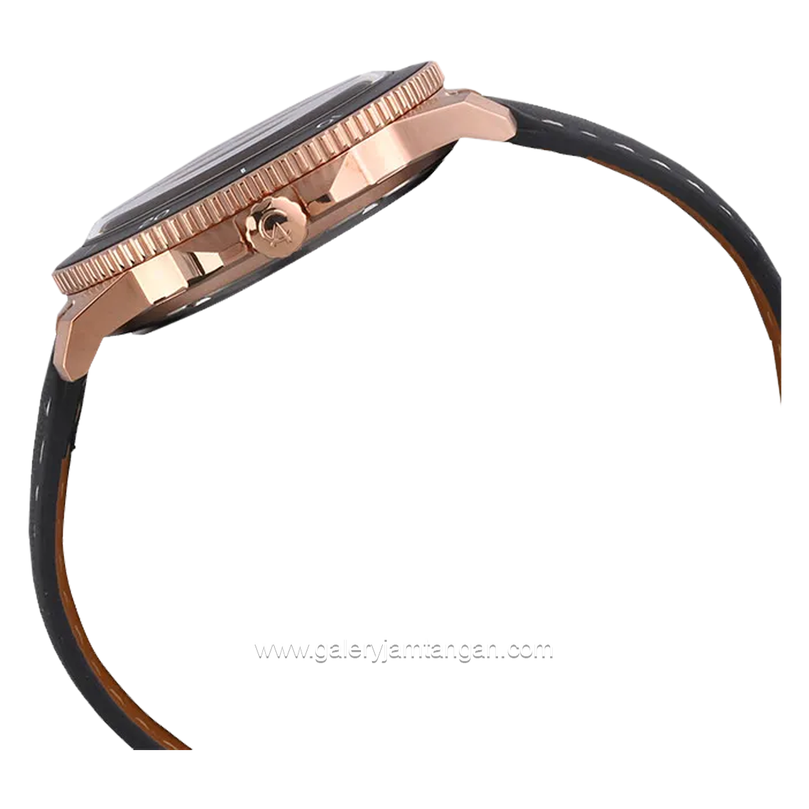 Alexandre Christie AC 6141 MD Black Rosegold Leather Strap
