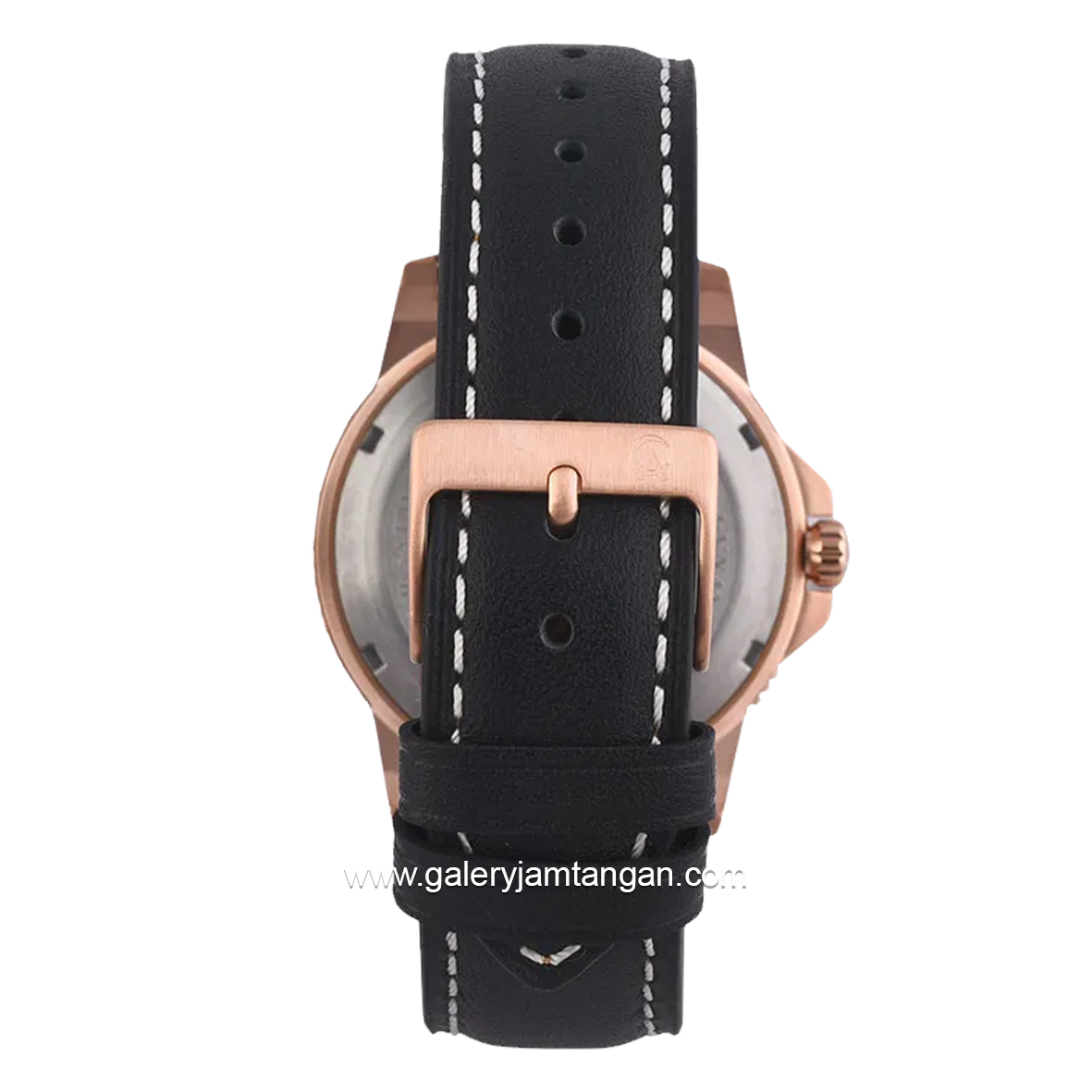Alexandre Christie AC 6141 MD Black Rosegold Leather Strap