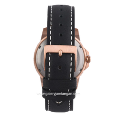 Alexandre Christie AC 6141 MD Black Rosegold Leather Strap