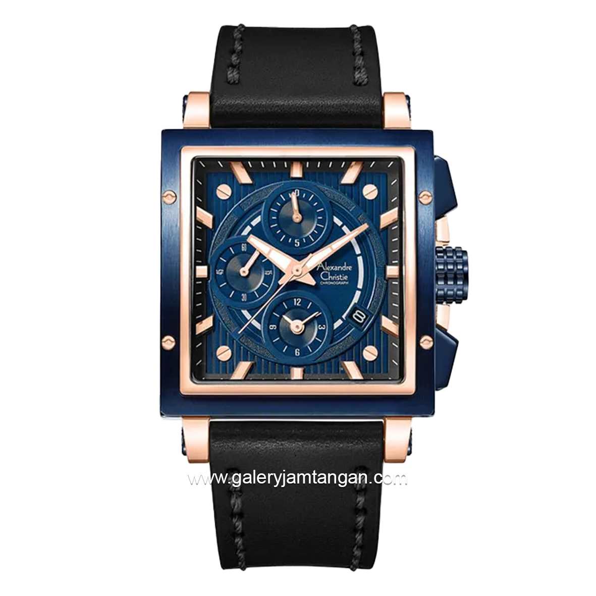 Alexandre Christie AC 6182 GC Chronograph Black Dial Blue Leather Strap