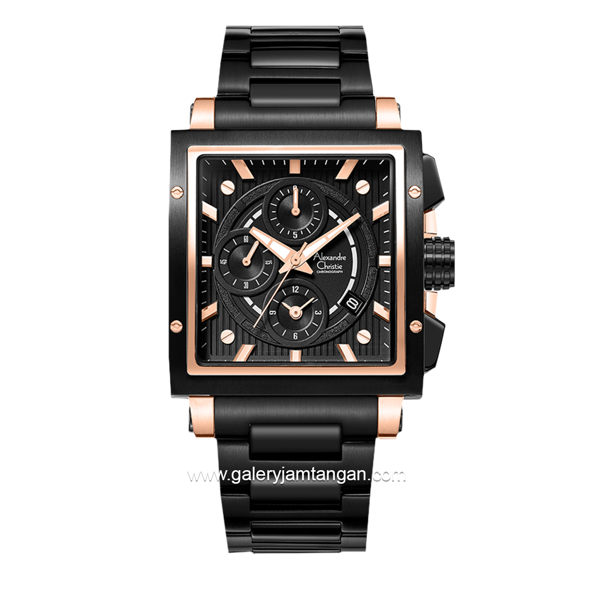 Alexandre Christie AC 6182 GC Black Rosegold Stainless Steel