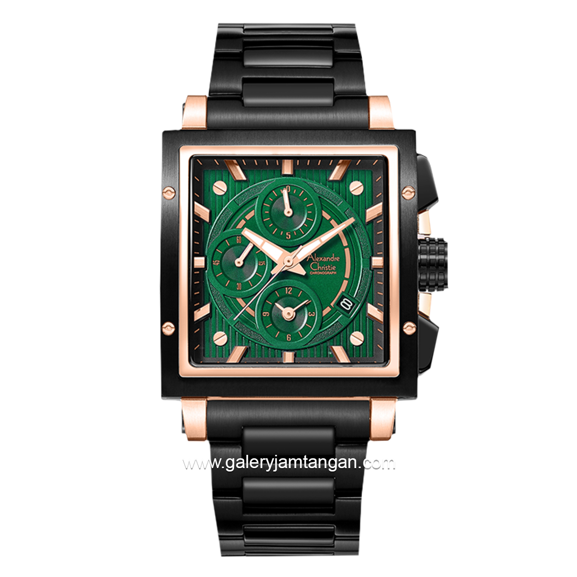 Alexandre Christie AC 6182 GC Black Rosegold Dial Green Stainless Steel