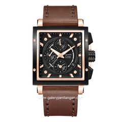 Alexandre Christie AC 6182 GC Chronograph Brown Dial Black Leather Strap