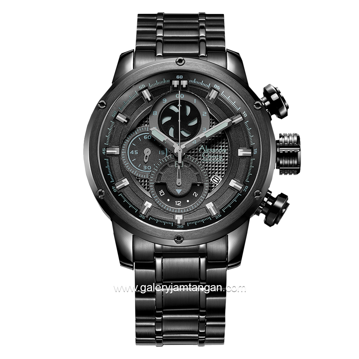 Alexandre Christie AC 6239 MC Black Stainless Steel + Strap Cadangan Leather
