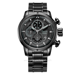 Alexandre Christie AC 6239 MC Black Stainless Steel + Strap Cadangan Leather