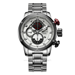 Alexandre Christie AC 6239 MCBTBSL Silver Stainless Steel + Strap Cadangan Leather