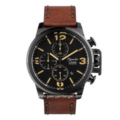 Alexandre Christie AC 6280 GC Brown Black Leather Strap