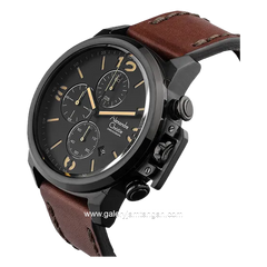 Alexandre Christie AC 6280 GC Brown Black Leather Strap