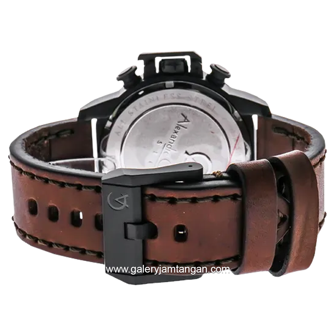 Alexandre Christie AC 6280 GC Brown Black Leather Strap