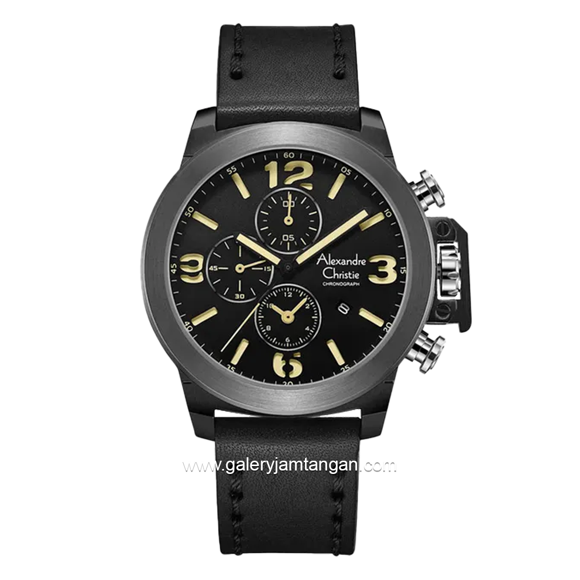 Alexandre Christie AC 6280 GC Chronograph Black Hour Marker Yellow Leather Strap