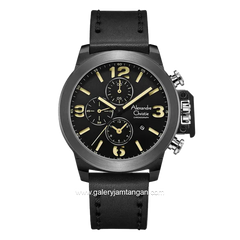 Alexandre Christie AC 6280 GC Chronograph Black Hour Marker Yellow Leather Strap