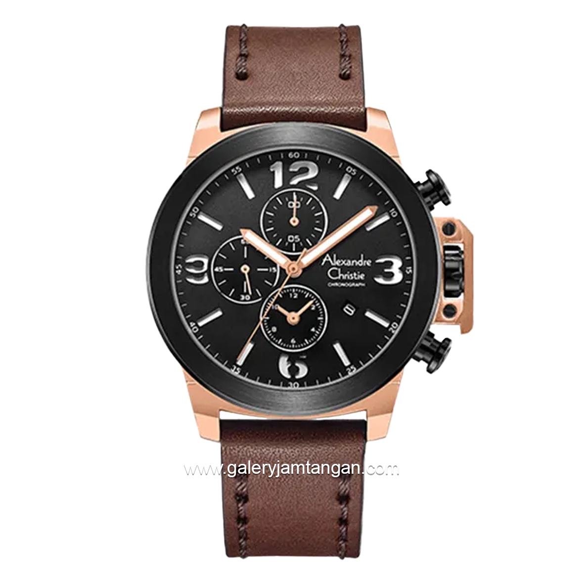 Alexandre Christie AC 6280 GC Chronograph Brown Rosegold Leather Strap