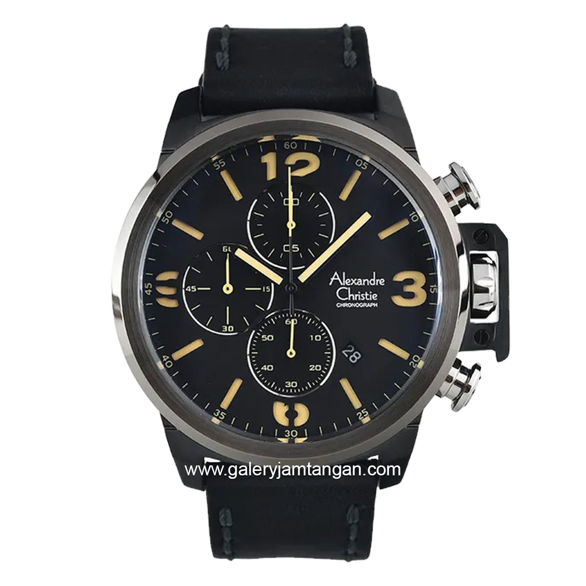 Alexandre Christie AC 6280 MC Chronograph Black Hour Marker Yellow Leather Strap