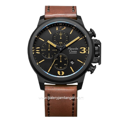 Alexandre Christie AC 6280 MC Brown Black Leather Strap