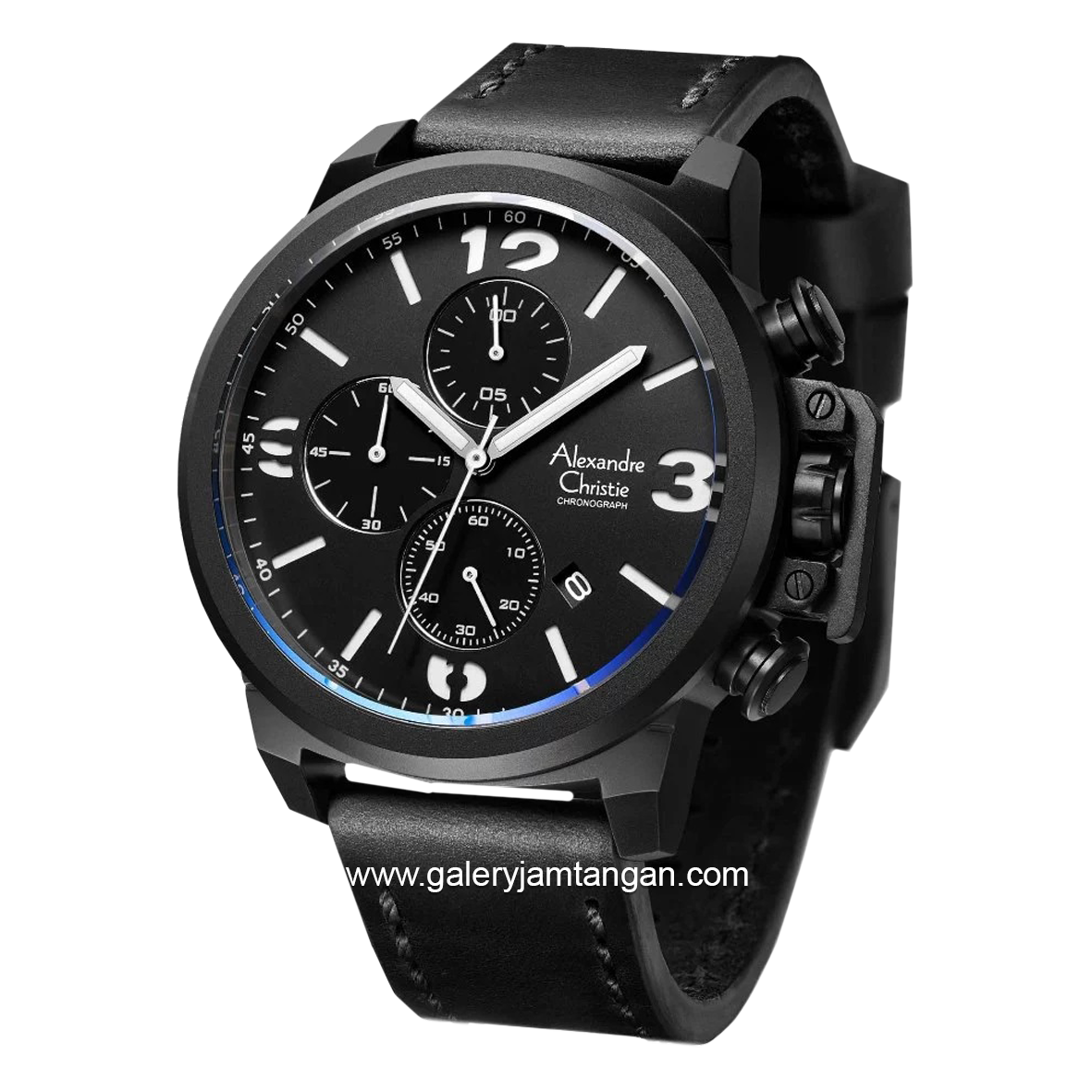 Alexandre Christie AC 6280 MC Black Leather Strap