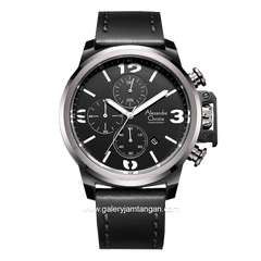Alexandre Christie AC 6280 MC Black Ring Gray Leather Strap