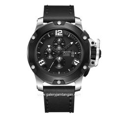 Alexandre Christie AC 6295 MC Black Silver Leather Strap