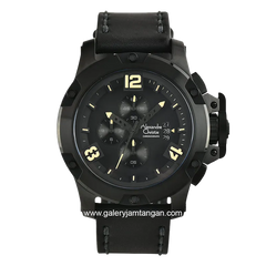 Alexandre Christie AC 6295 MC Black Hour Marker Yellow Leather Strap