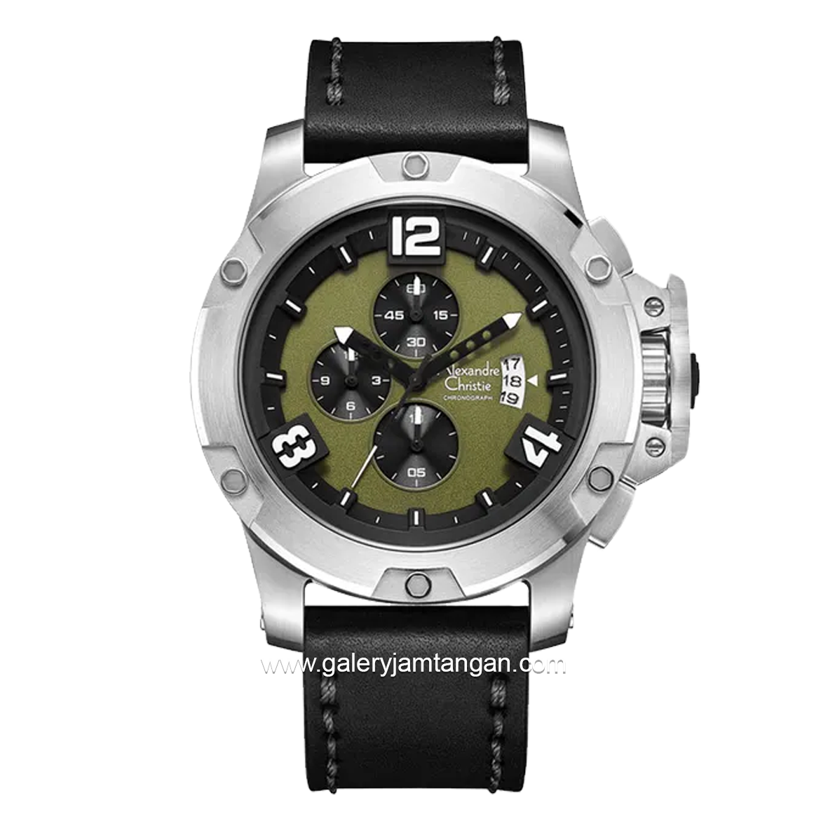 Alexandre Christie AC6295MC Black Dial Army Leather Strap