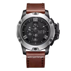 Alexandre Christie AC 6295 MC Brown Black Leather Strap