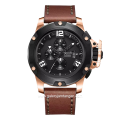 Alexandre Christie AC 6295 MC Brown Rosegold Leather Strap