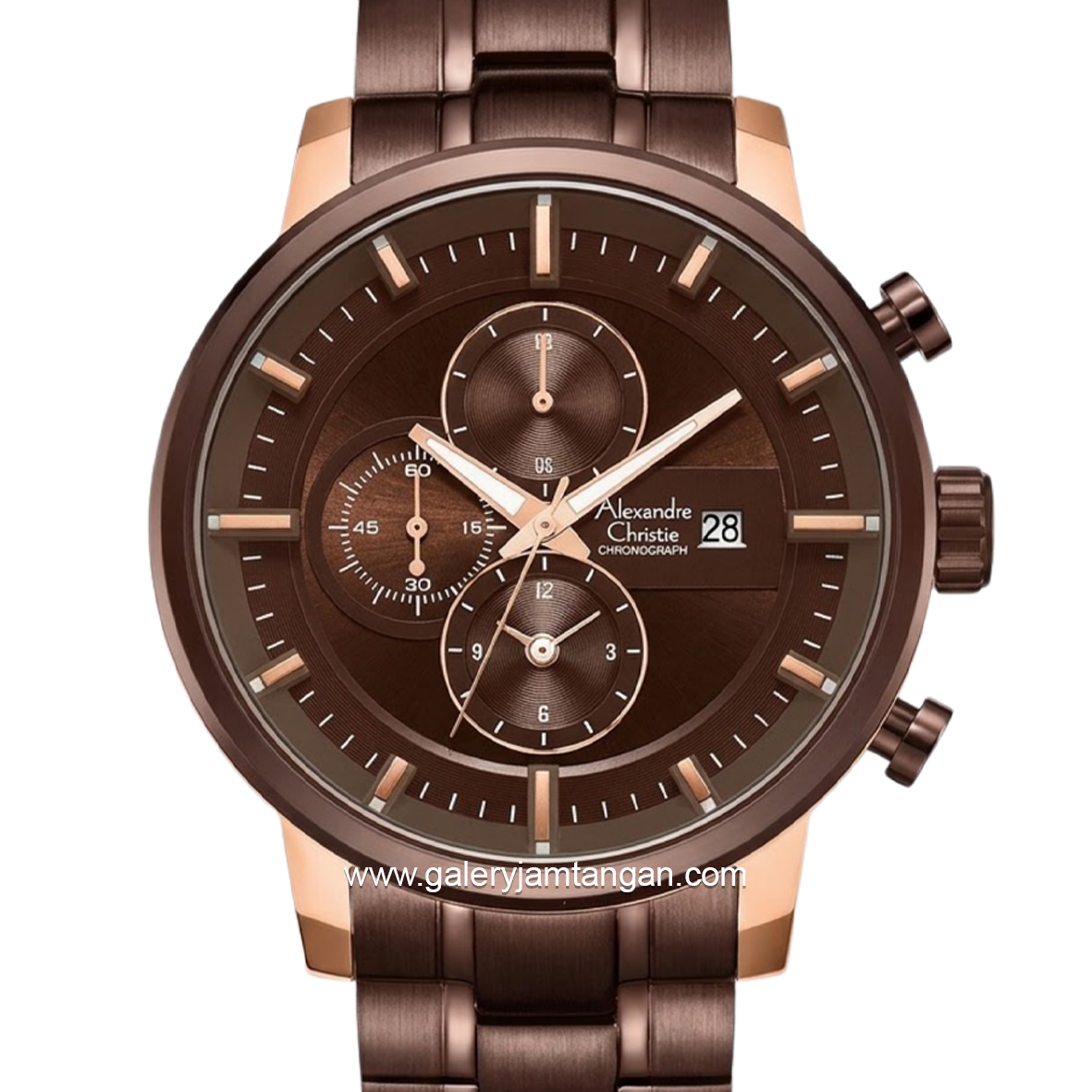 Alexandre Christie AC 6323 MCBROBO Brown Rosegold Chronograph Stainless Steel