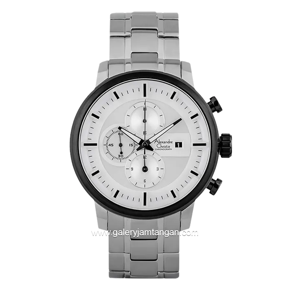 Alexandre Christie AC 6323 MC Silver Black Dial White Chronograph Stainless Steel