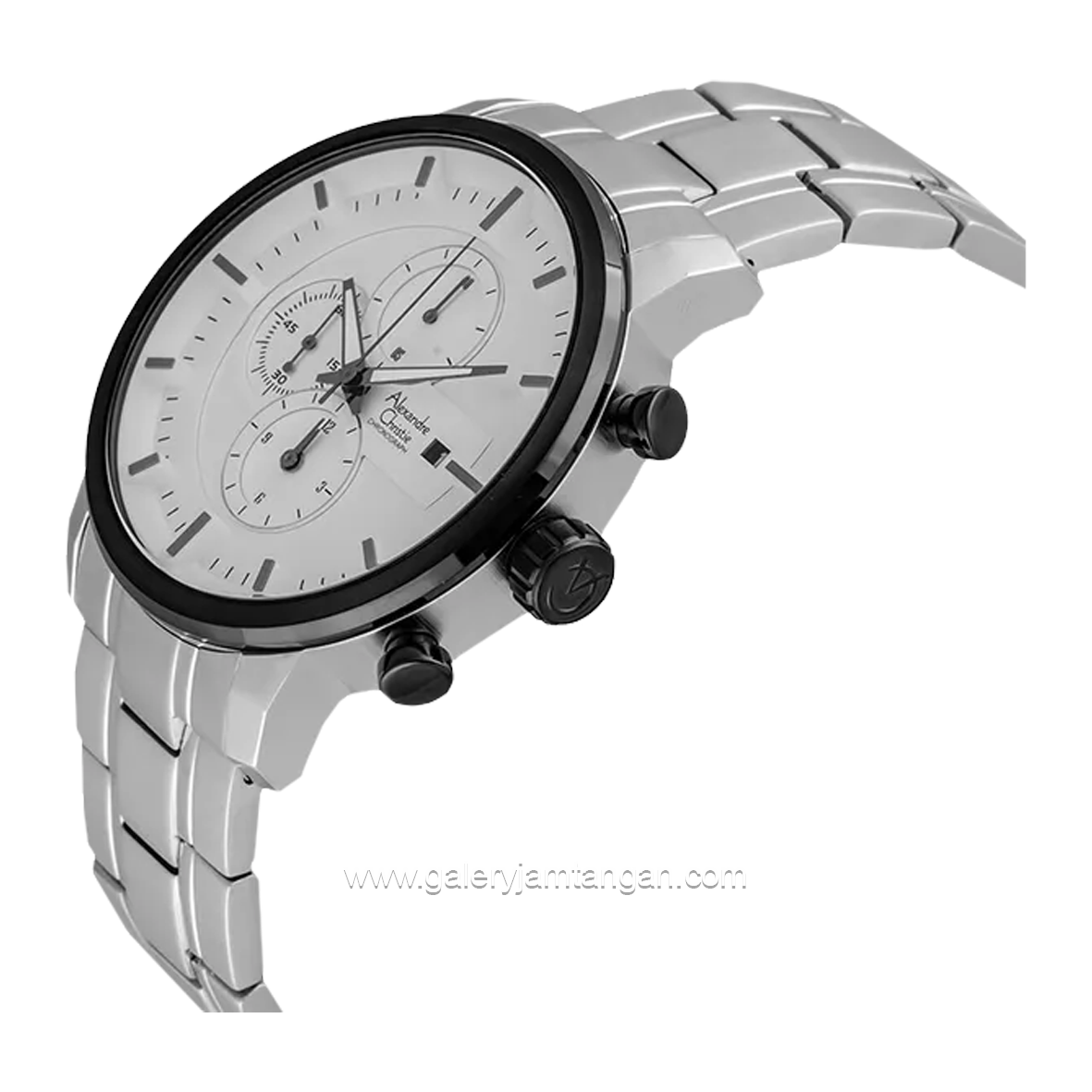 Alexandre Christie AC 6323 MC Silver Black Dial White Chronograph Stainless Steel