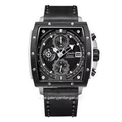 Alexandre Christie AC 6376 MC Chronograph Black Silver Leather Strap