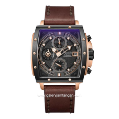 Alexandre Christie AC 6376 MC Chronograph Brown Rosegold Ring Black Leather Strap