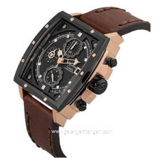 Alexandre Christie AC 6376 MC Chronograph Brown Rosegold Ring Black Leather Strap