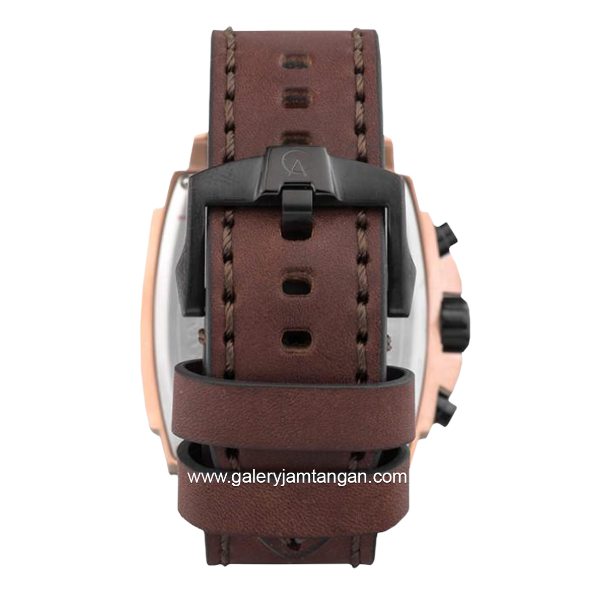 Alexandre Christie AC 6376 MC Chronograph Brown Rosegold Ring Black Leather Strap