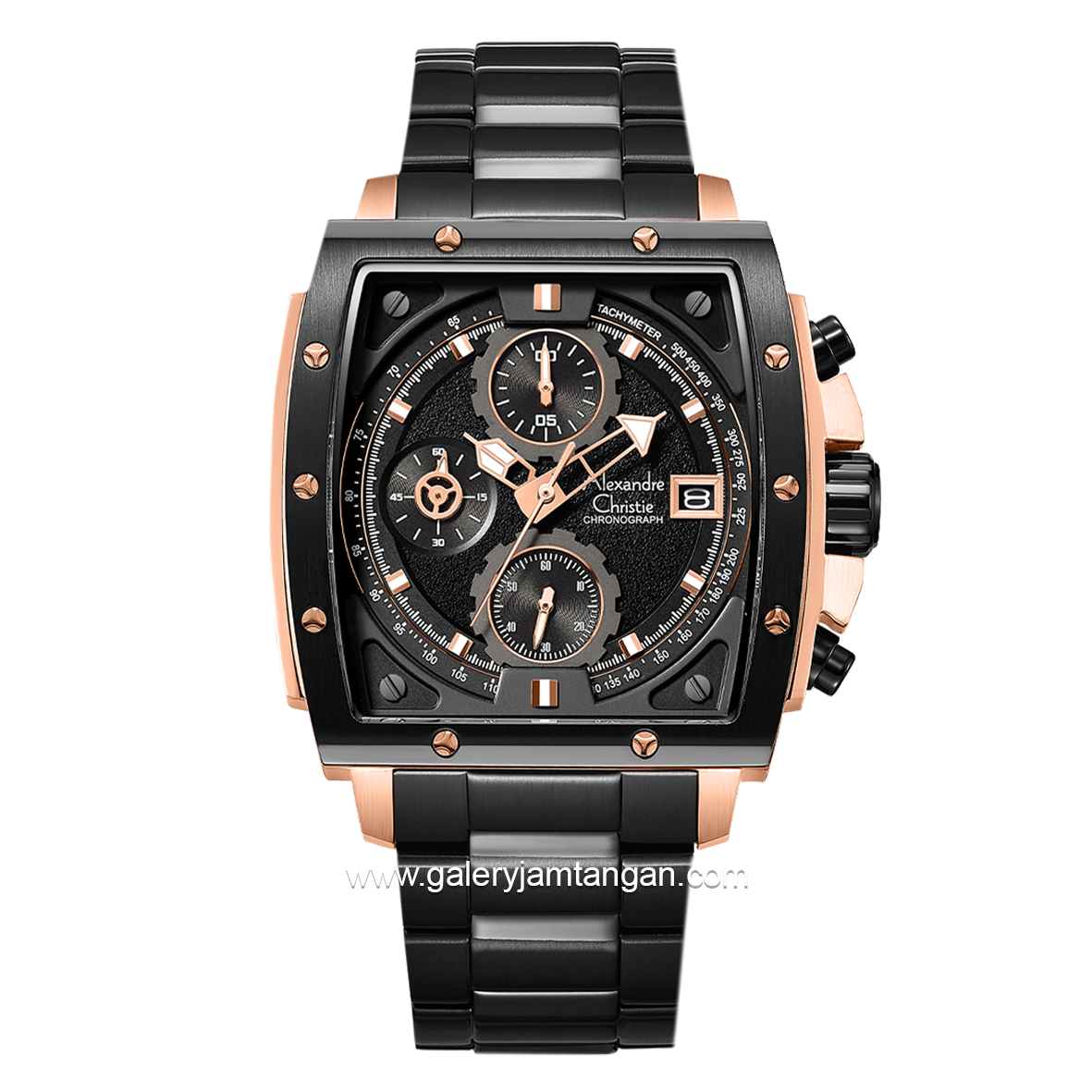 Alexandre Christie AC 6376 MC Chronograph Black Rosegold Stainless Steel Strap