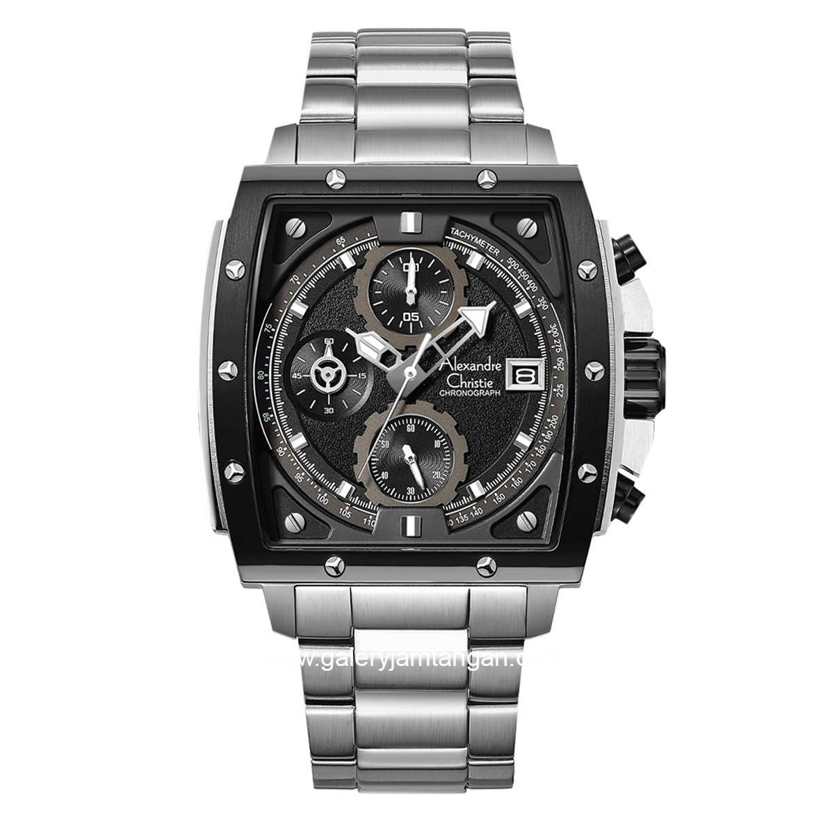 Alexandre Christie AC 6376 MC Chronograph Silver Dial Black Stainless Steel Strap
