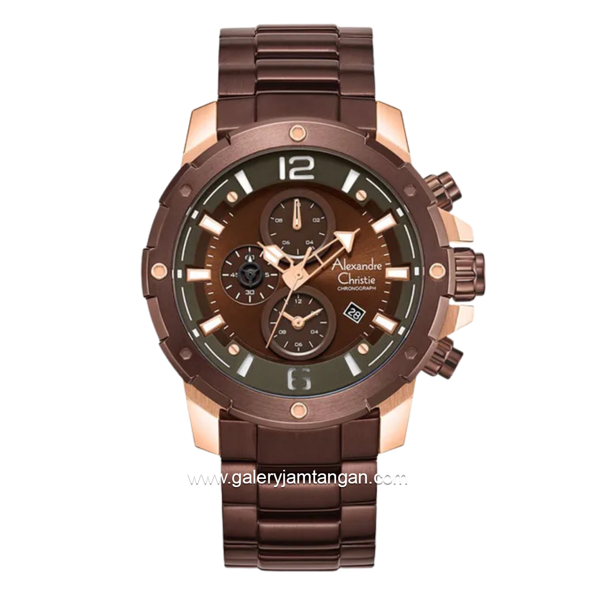 Alexandre Christie AC 6410 MCBROBO Brown Rosegold Chronograph Stainless Steel