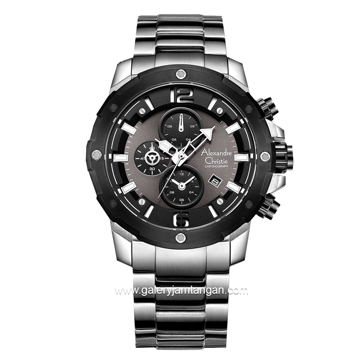 Alexandre Christie AC 6410 MC Silver Dial Black Chronograph Stainless Steel
