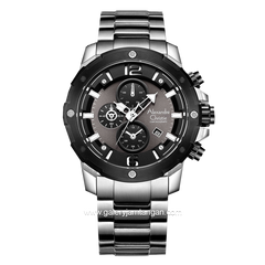 Alexandre Christie AC 6410 MC Silver Dial Black Chronograph Stainless Steel